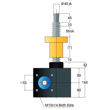 Винтовой домкрат с перемещающейся гайкой MecMot VK100-SH-2