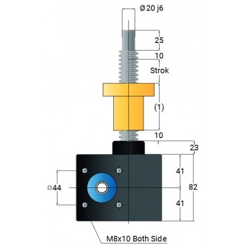 Винтовой домкрат с перемещающейся гайкой MecMot VK25-SH-2