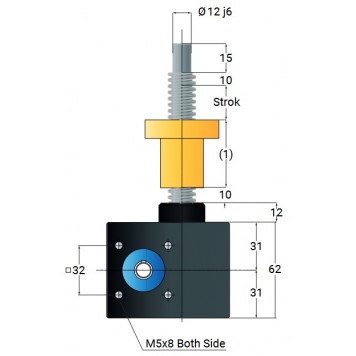 Винтовой домкрат с перемещающейся гайкой MecMot VK5-SH-2