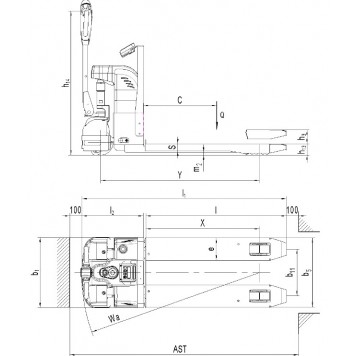 Гидравлическая самоходная тележка с весами Noblelift EPT 15SC (г/п 1500 кг, 1143 мм, 1.28 м/с, полиуретан) Гидравлическая самоходная тележка с весами Noblelift EPT 15SC (г/п 1500 кг, 1143 мм, 1.28 м/с, полиуретан)-1