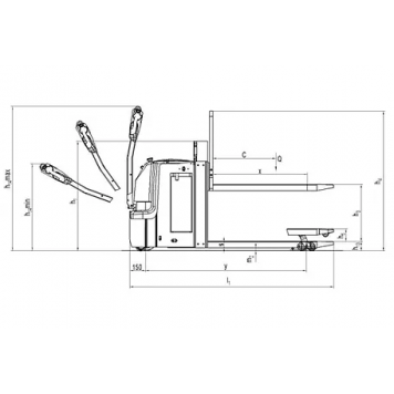 Гидравлическая самоходная тележка с дополнительным подъемом вил Noblelift PT 20D (г/п 2000 кг, 1150 мм, 1.67 м/с, полиуретан)-1