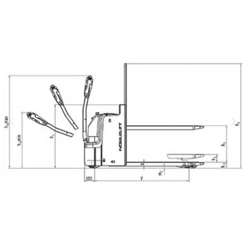Гидравлическая самоходная тележка с дополнительным подъемом вил Noblelift PT 20I (г/п 2000 кг, 1150 мм, 1.67 м/с, полиуретан)-1