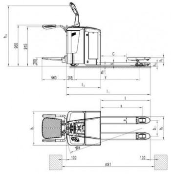 Гидравлическая самоходная тележка Noblelift PT25P-C со стационарной платформой (г/п 2000 кг, 1220 мм, 2.5 м/с, полиуретан)-3