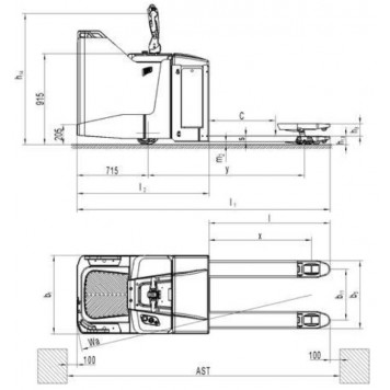 Гидравлическая самоходная тележка Noblelift PT25P-C со стационарной платформой (г/п 2000 кг, 1220 мм, 2.5 м/с, полиуретан)-1