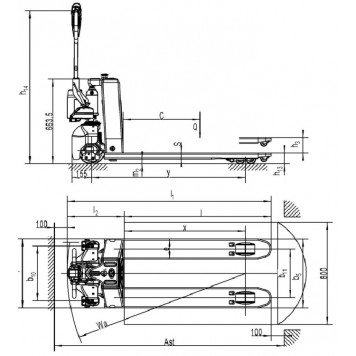 Гидравлическая самоходная тележка Noblelift SPTE15-C с ручным подъемом (г/п 1500 кг, 1150 мм, 1.33 м/с, полиуретан)-1
