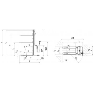 Электрический самоходный штабелер PSE15L-C-1