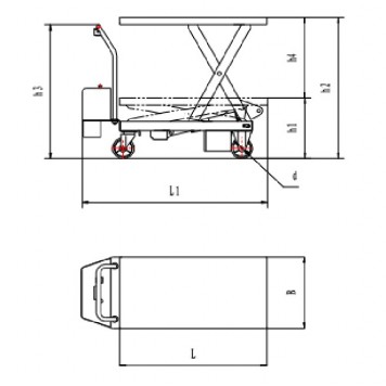 Тележки с подъемной платформой TF100 Тележки с подъемной платформой TF100-1