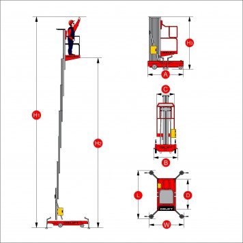 Телескопический Одномачтовый Подъемник ZX-1-080 OXLIFT 8 м 125 кг-6