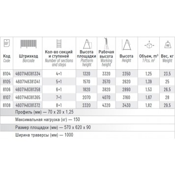 Платформа односторонняя складная 8+1-1