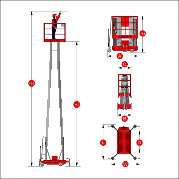 Телескопический Двухмачтовый Подъемник ZX-2-120 OXLIFT 12 м 200 кг-6