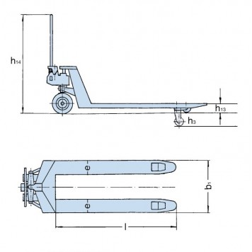 Гидравлическая тележка (рохля) PFAFF HU 35-200 TP с удлиненными вилами (2000 мм)-1