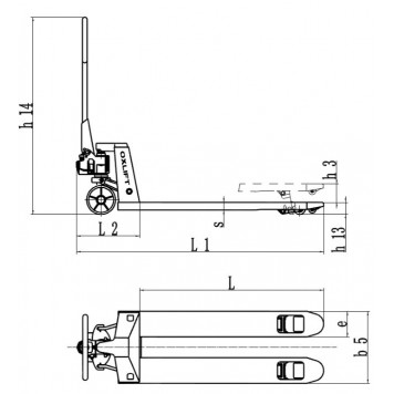 Короткая гидравлическая тележка OX 25-L800 OXLIFT 800 мм 2500 кг-1