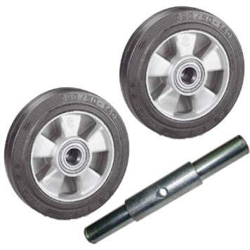 Комплект из двух колёс D200 PFAFF (ступица 60мм) и оси 25-316 (длина 190мм)-0