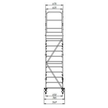 Передвижная лестница с платформой ЛР 10.1 (десять ступеней, один лестничный марш)-1