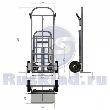 Тележка универсальная трансформер ТГУ-300 (г/п - 300кг, колеса 250мм пневмо или литая резина на выбор)-5