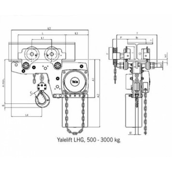 Таль цепная ручная серии Yalelift LHG-A 3000-3 (3.0 т / 3 метра) (Германия)-1