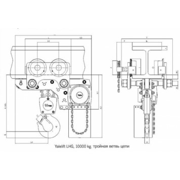 Таль цепная ручная серии Yalelift LHG-A 3000-3 (3.0 т / 3 метра) (Германия)-4